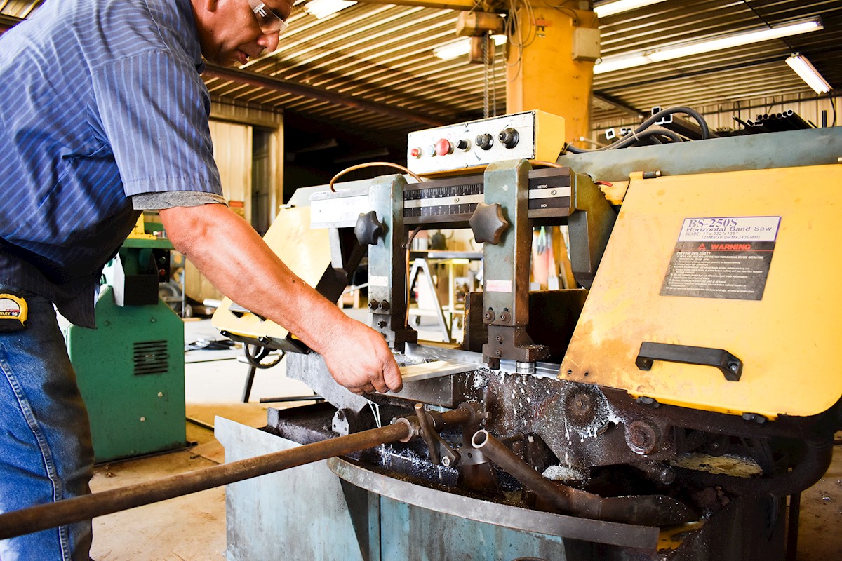 Cutting in German-Bliss Fabrication Shop